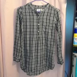 Plaid half button up blouse